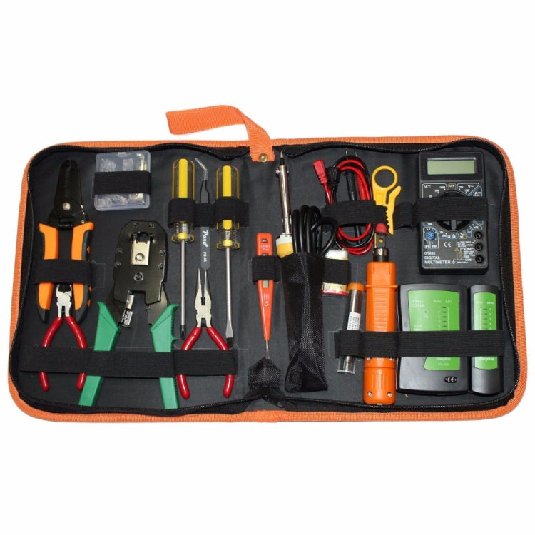 JAKEMY PS-P15 16 en 1 Kit de red LAN profesional crimpadora Cable Pelacables cortador alicates destornillador herramienta, 16 in 1
