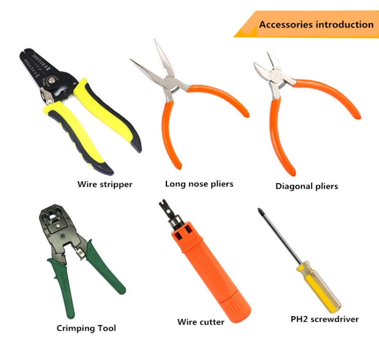 JAKEMY PS-P15 16 en 1 Kit de red LAN profesional crimpadora Cable Pelacables cortador alicates destornillador herramienta, 16 in 1
