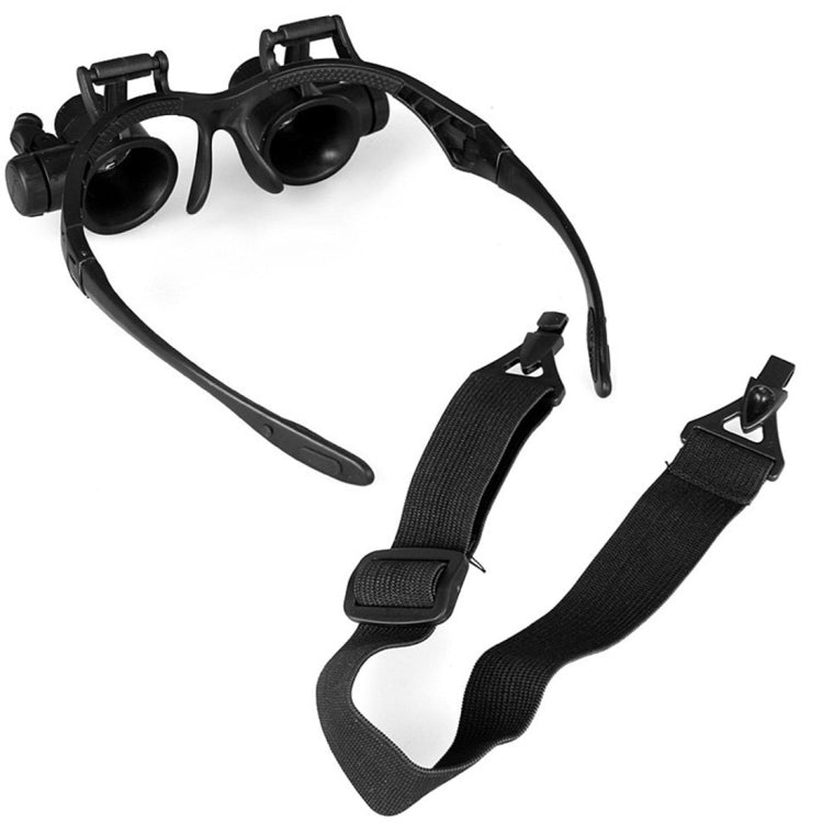 10X 15X 20X 25X Lentes de gafas dobles Joyero Reloj Reparación Lupa de cabeza con 2 luces LED (Negro), 9892G