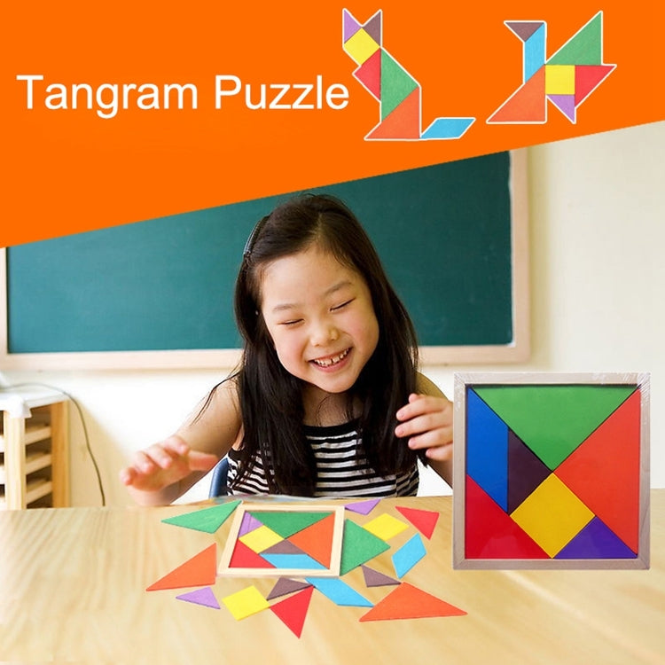 Rompecabezas de madera fina de juguete para bebés Tangram de gran tamaño, tamaño: 16 * 16 cm, Tangram, Size: 16*16cm