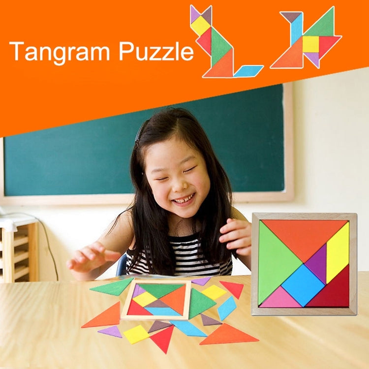 Juguete para bebé Rompecabezas de madera fina Tangram de haya, Tamaño: 15 * 15 cm, Tangram, Size: 15*15cm