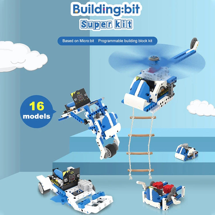 Yahboom 16 en 1 Building:bit Super Kit Kit de bloques de construcción programables Compatible con placa BBC Micro:bit V1.5/ V2, sin micro:bit, Super Kit