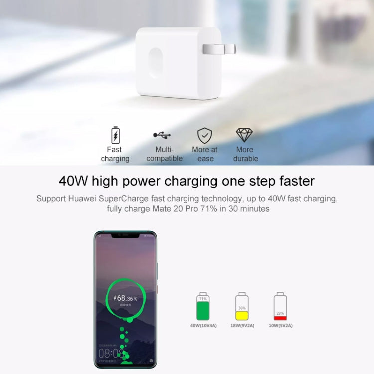 Cargador de pared original Huawei SuperCharge, versión de carga rápida máxima de 40 W