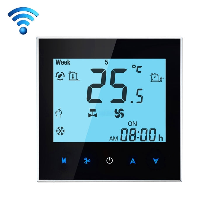 Termostato de ambiente programable de 2 tubos para aire acondicionado con pantalla LCD para unidad Fan Coil, compatible con Wifi