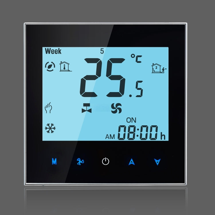 Termostato de ambiente programable de 2 tubos para aire acondicionado con pantalla LCD para unidad Fan Coil, compatible con Wifi