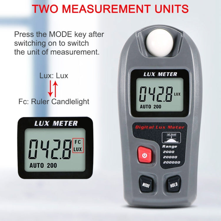 Medidor de lux de luz digital portátil LCD MT-30 para fábrica / escuela / casa en diversas ocasiones, rango: 0,1-200.000 lux, MT-30