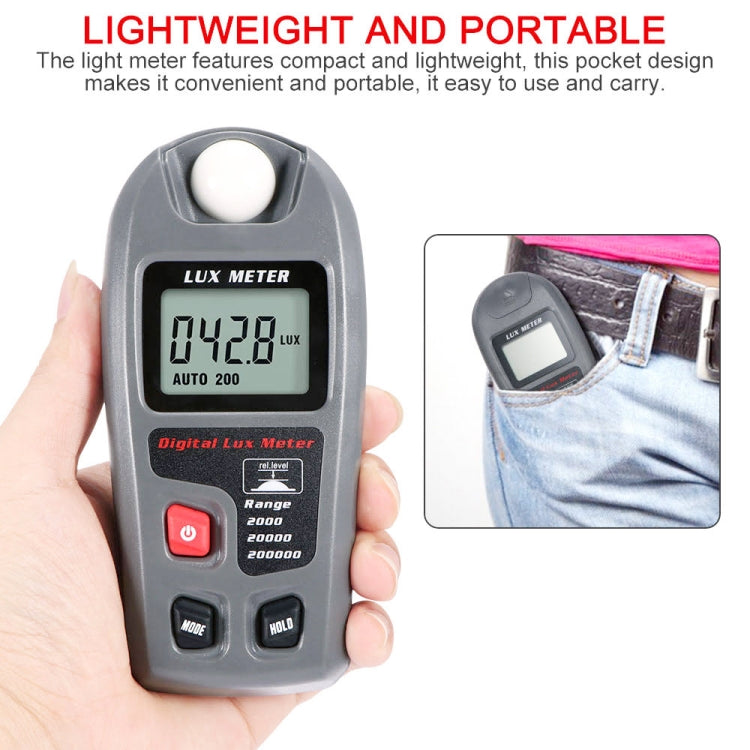 Medidor de lux de luz digital portátil LCD MT-30 para fábrica / escuela / casa en diversas ocasiones, rango: 0,1-200.000 lux, MT-30