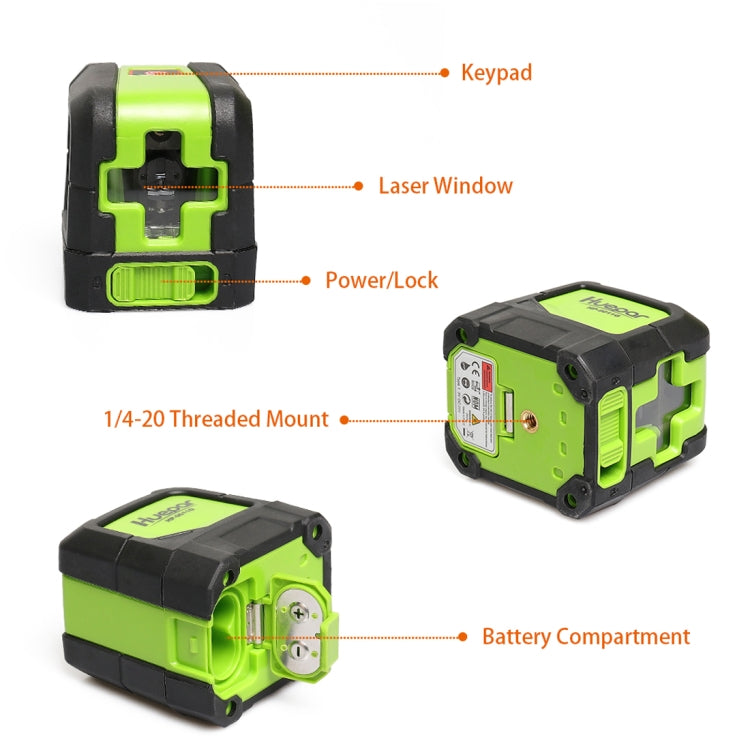 9011G 1V1H 15mW Nivel láser de haz verde de 2 líneas que cubre paredes y pisos