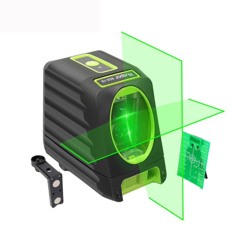 BOX-1G 1V1H 40mW y 10mW Nivel láser de haz verde de 2 líneas que cubre paredes y pisos