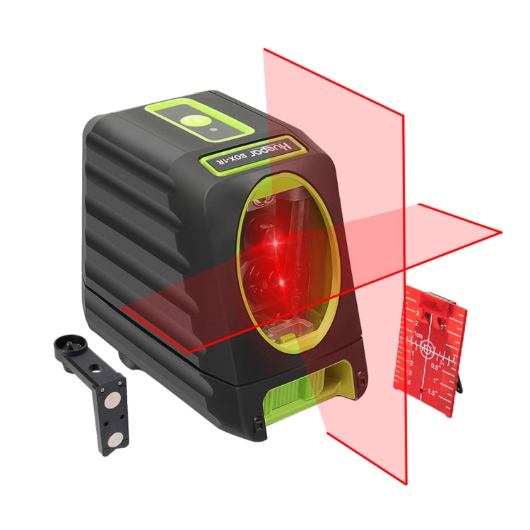 BOX-1G 1V1H 40mW y 10mW Nivel láser de haz verde de 2 líneas que cubre paredes y pisos