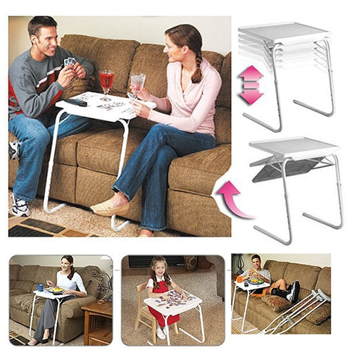 Almohadilla de plástico Soporte de tubo de acero Mesa portátil multiusos plegable elevable para computadora portátil, altura ajustable: 53-74 cm, ángulo ajustable: 30 grados / 60 grados / 90 grados / 180 grados, Adjustable Height: 53-74cm