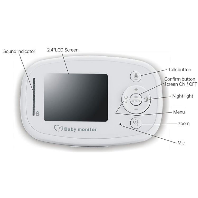 BM-SP820 Monitor de bebé con cámara de vigilancia inalámbrica LCD de 2,4 pulgadas y 2,4 GHz con visión nocturna LED de 7 IR, conversación de voz bidireccional, BM-SP820
