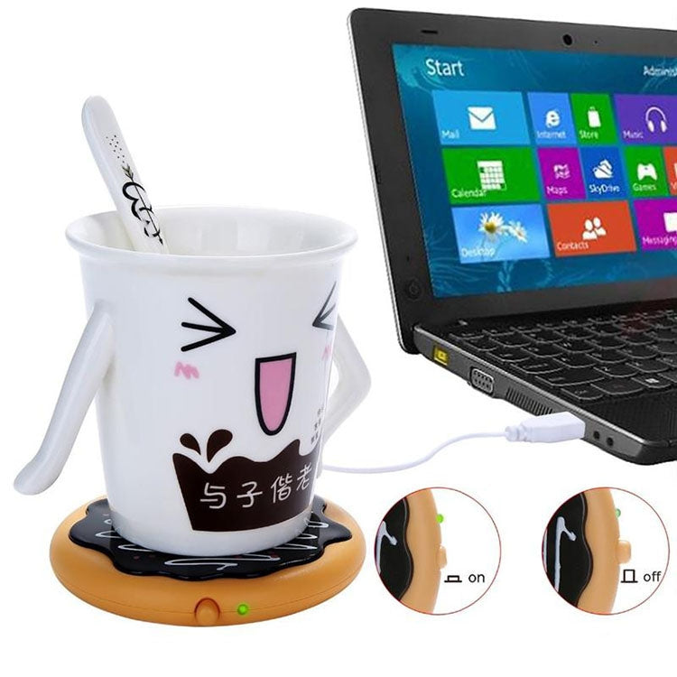 Diseño de Donut Cable de alimentación USB escritorio tazón taza calentador té café bebidas estera calefactora Pad, Donut