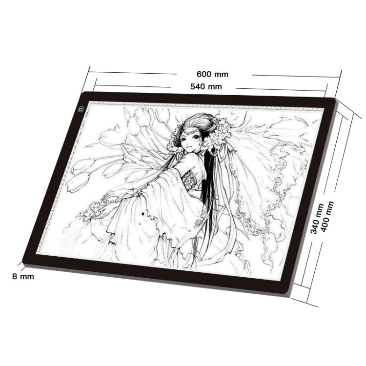 Tamaño A2 23W 12V LED Tres niveles de brillo Tableros de copia acrílicos regulables para dibujo de bocetos de anime, con adaptador de corriente, A2 with Power Adapter