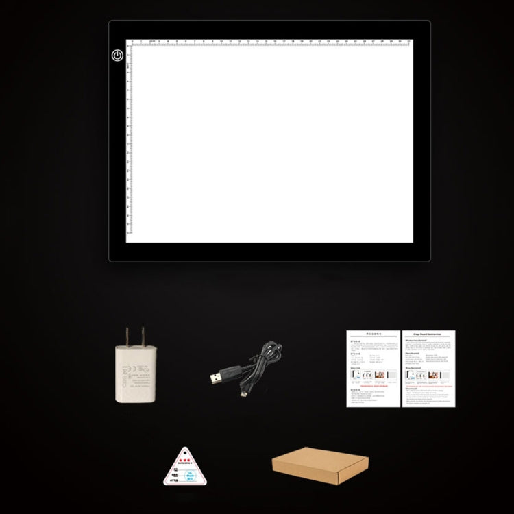 Tamaño A4 5W 5V LED Tres niveles de brillo Tableros de copia acrílicos regulables para dibujo de bocetos de anime, con cable USB y enchufe, tamaño: 240x360x5 mm
