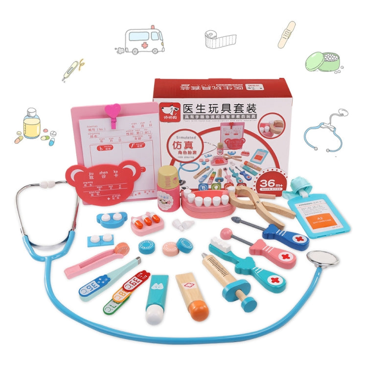 Juego de bolsa de juguete para juego de rol médico rompecabezas de aprendizaje temprano para niños de madera, Doctor Role Playing Game Set