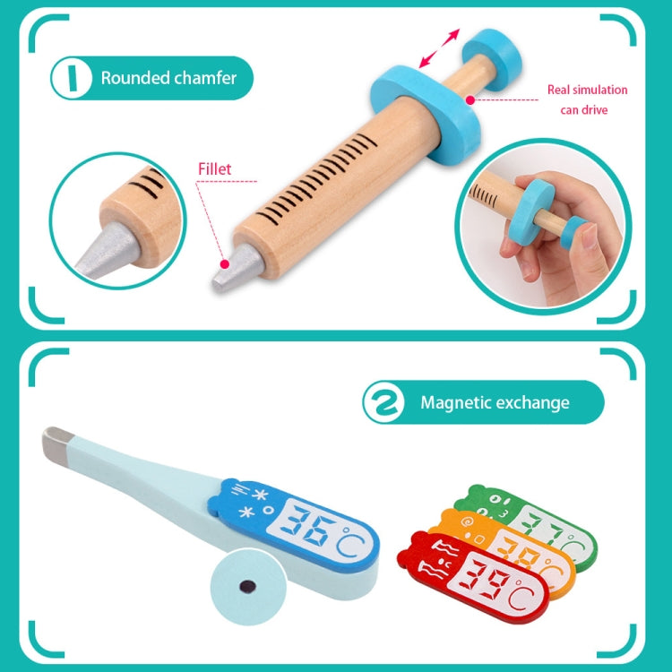 Juego de bolsa de juguete para juego de rol médico rompecabezas de aprendizaje temprano para niños de madera, Doctor Role Playing Game Set
