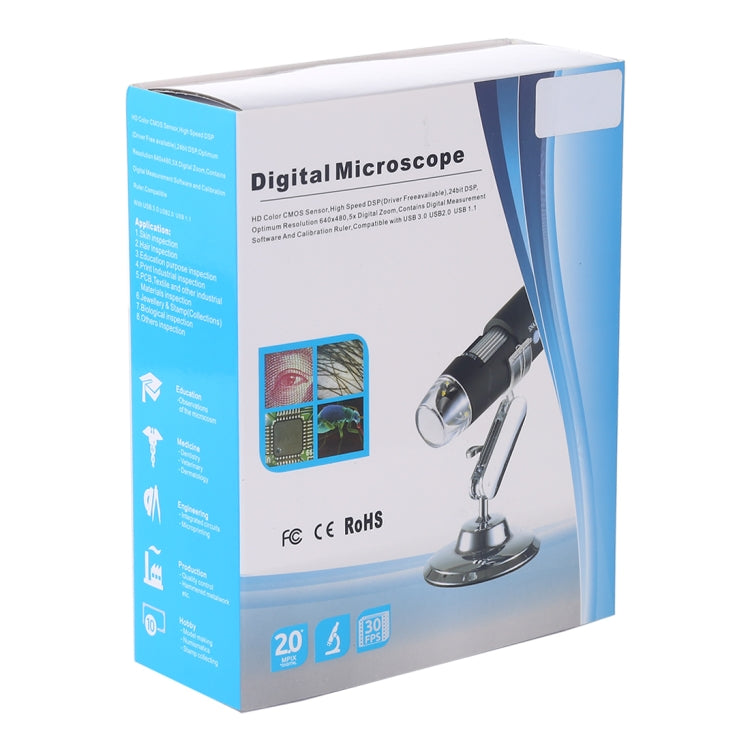 Lupa USB HD 0.3MP Sensor de imagen 2560x1920P Microscopio digital USB con 8 LED y soporte profesional