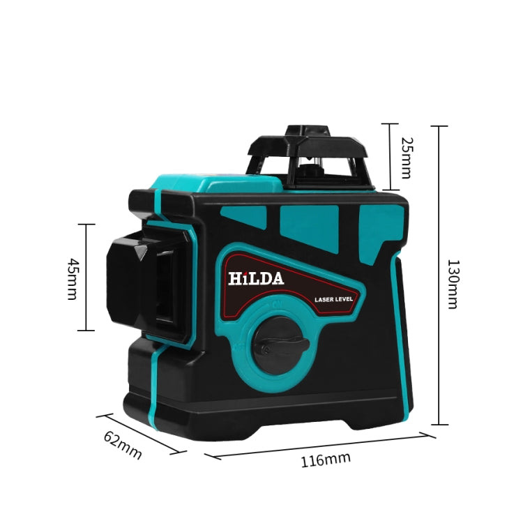 Hilda LS055 Nivel láser 12 líneas 3D Autonivelante 360 Cruz Horizontal Nivel vertical Rayo verde