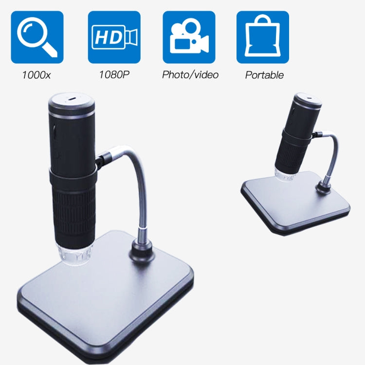 Microscopio digital de aumento F210 HD 1080P WIFI 1000X con 8 luces LED, F210 Silver