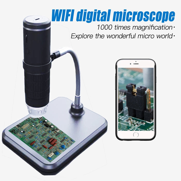 Microscopio digital de aumento F210 HD 1080P WIFI 1000X con 8 luces LED, F210 Silver