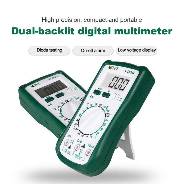 Multímetro digital de bolsillo para herramienta de reparación profesional BEST-VC830L