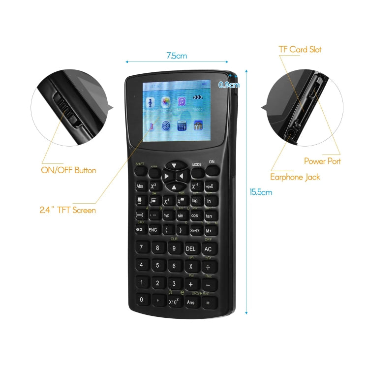 Calculadora de libros electrónicos con pantalla de visualización portátil multifunción de 2,4 pulgadas, compatible con grabación de sonido/radio/reproducción de música y vídeo/exploración de imágenes, 2.4 inch Calculator