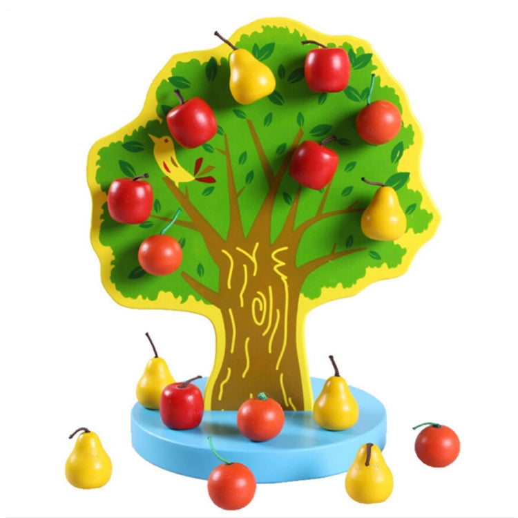 Niños Recolección magnética de madera Manzanas Pegatinas de frutas Frutas felices Juguetes educativos para el jardín, Tamaño: 23,5 * 20 cm