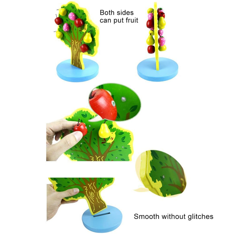 Niños Recolección magnética de madera Manzanas Pegatinas de frutas Frutas felices Juguetes educativos para el jardín, Tamaño: 23,5 * 20 cm