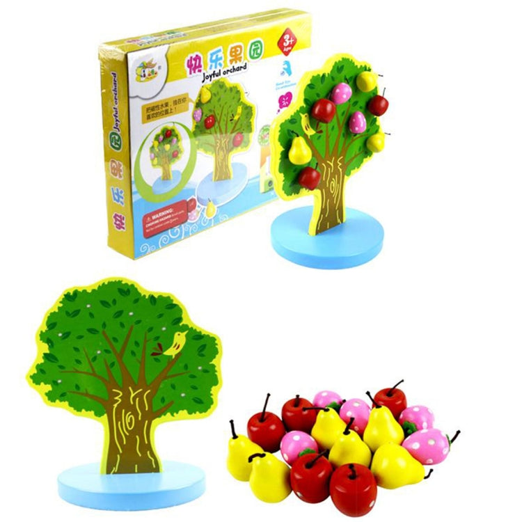 Niños Recolección magnética de madera Manzanas Pegatinas de frutas Frutas felices Juguetes educativos para el jardín, Tamaño: 23,5 * 20 cm