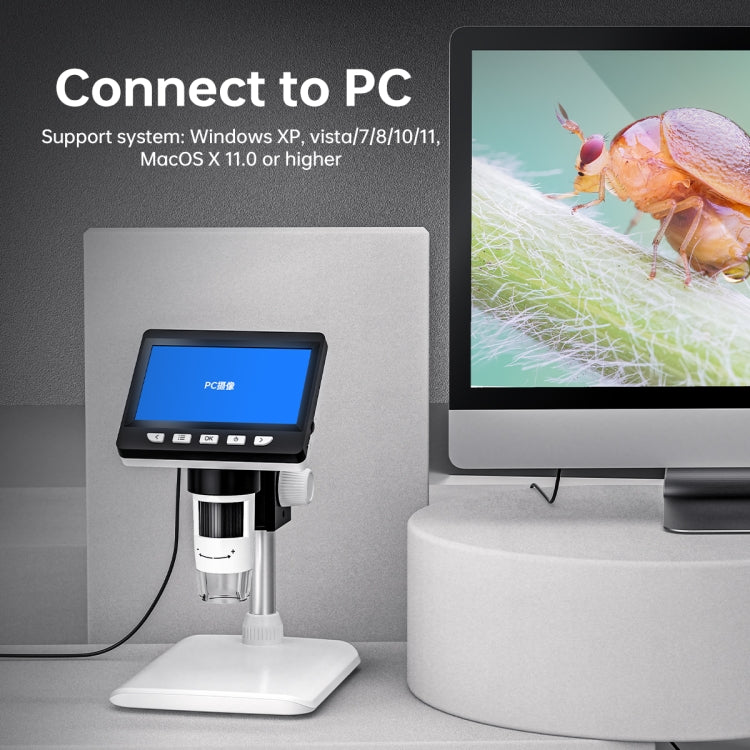 Microscopio de escritorio digital electrónico portátil 50X-1000X 1080P con luz LED, compatible con tarjeta Micro SD (32 GB máx.), HC5230