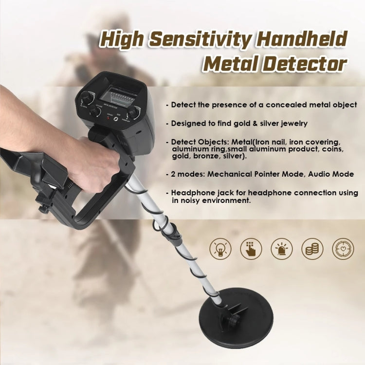 Detector de metales subterráneo MD4030, rango de medición: 1-30 cm, MD4030 Black