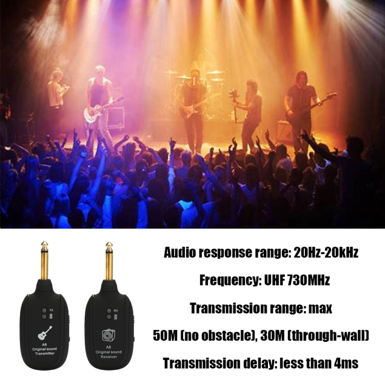 Receptor y transmisor inalámbrico para guitarra, sistema de conexión inalámbrica para guitarra eléctrica A8, pastillas, Guitar Wireless Transmitter