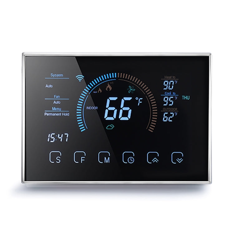 BHP-8000-WIFI-SS 3H2C Bomba de calor para el hogar inteligente Termostato de carcasa de espejo cepillado para habitación redonda con WiFi, CA 24 V, with WiFi