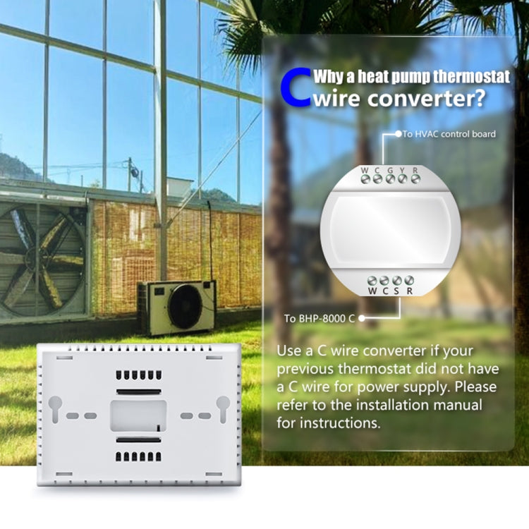 BHP-8000-WIFI-SS 3H2C Bomba de calor para el hogar inteligente Termostato de carcasa de espejo cepillado para habitación redonda con WiFi, CA 24 V, with WiFi