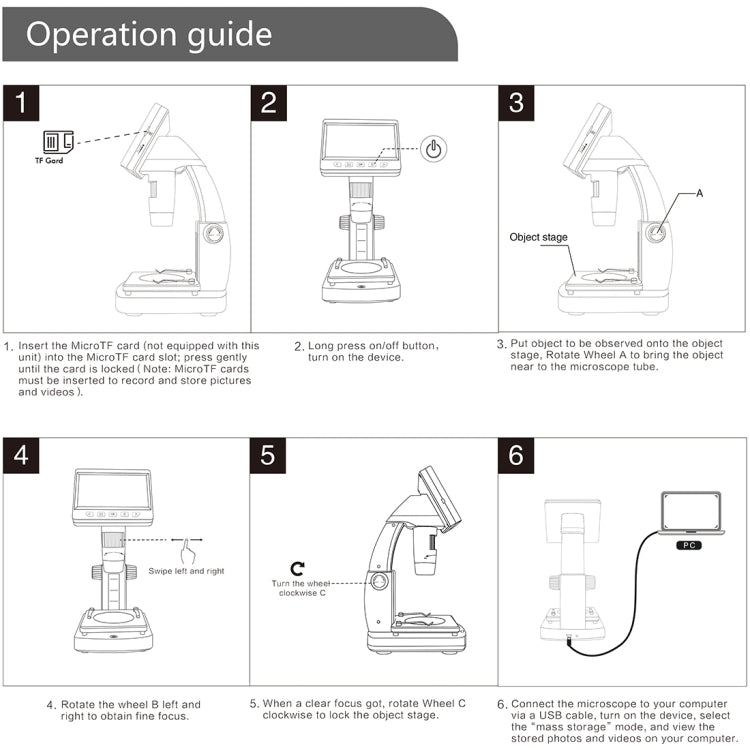 Inskam306 1080P Pantalla de 4,3 pulgadas Puerto HDMI Microscopio digital HD, inskam306