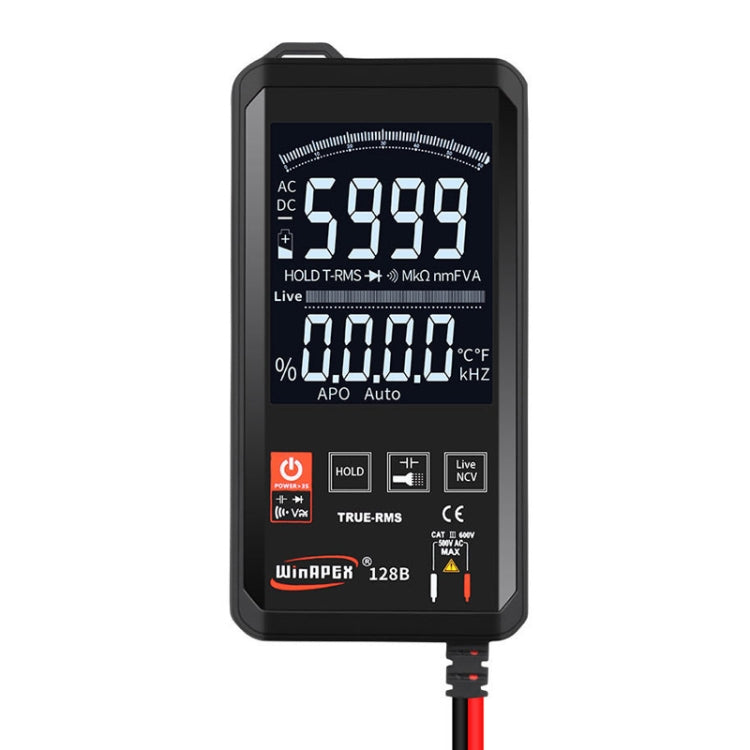 Multímetro Digital inteligente táctil ultrafino con pantalla de visualización inversa HY128B multímetro de valor efectivo verdadero de alta precisión completamente automático, HY128B