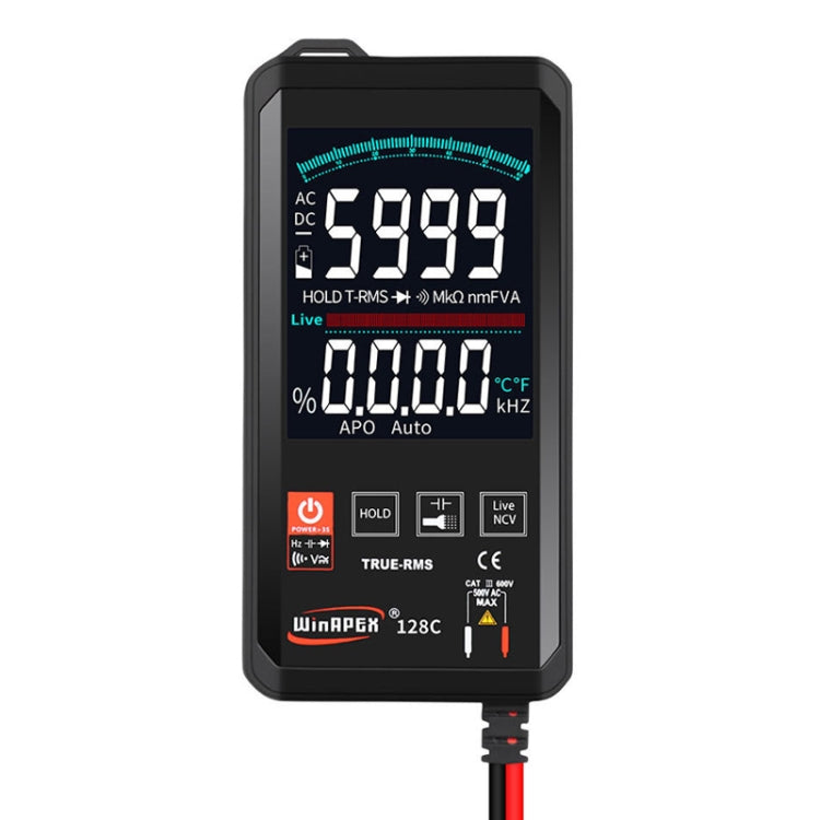 Multímetro Digital inteligente táctil ultrafino con pantalla a Color HY128C, multímetro de valor efectivo verdadero de alta precisión completamente automático, HY128C