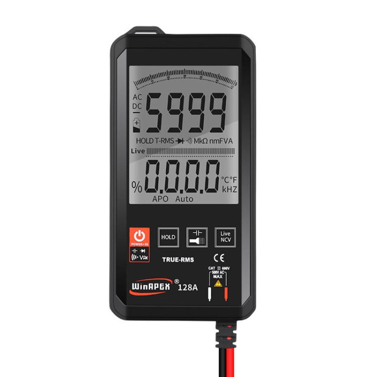 Multímetro Digital inteligente táctil ultrafino con pantalla convencional HY128A, multímetro de valor efectivo verdadero de alta precisión completamente automático, HY128A