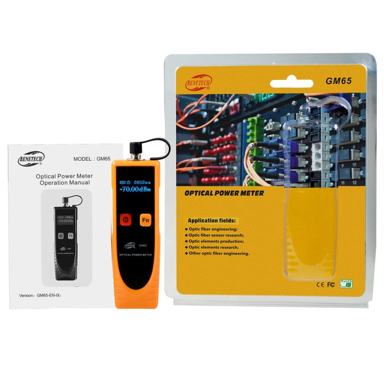 BENETECH GM65 Medidor de potencia óptica Fuente de luz Probador de potencia