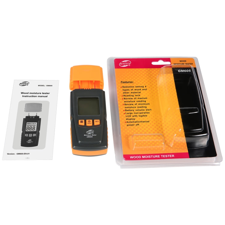 BENETECH GM605 Medidor de humedad de madera digital Probador de humedad Detector de humedad de madera, GM605
