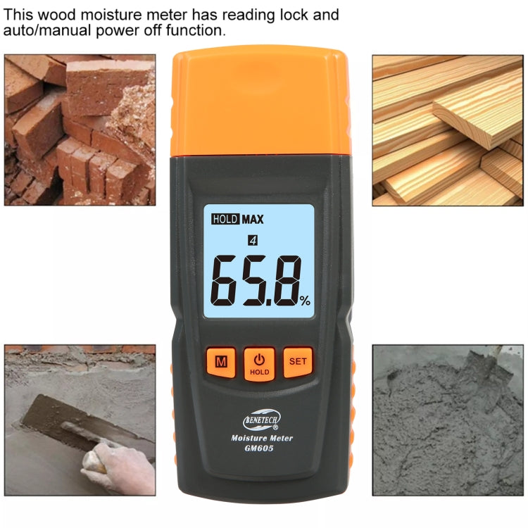 BENETECH GM605 Medidor de humedad de madera digital Probador de humedad Detector de humedad de madera, GM605