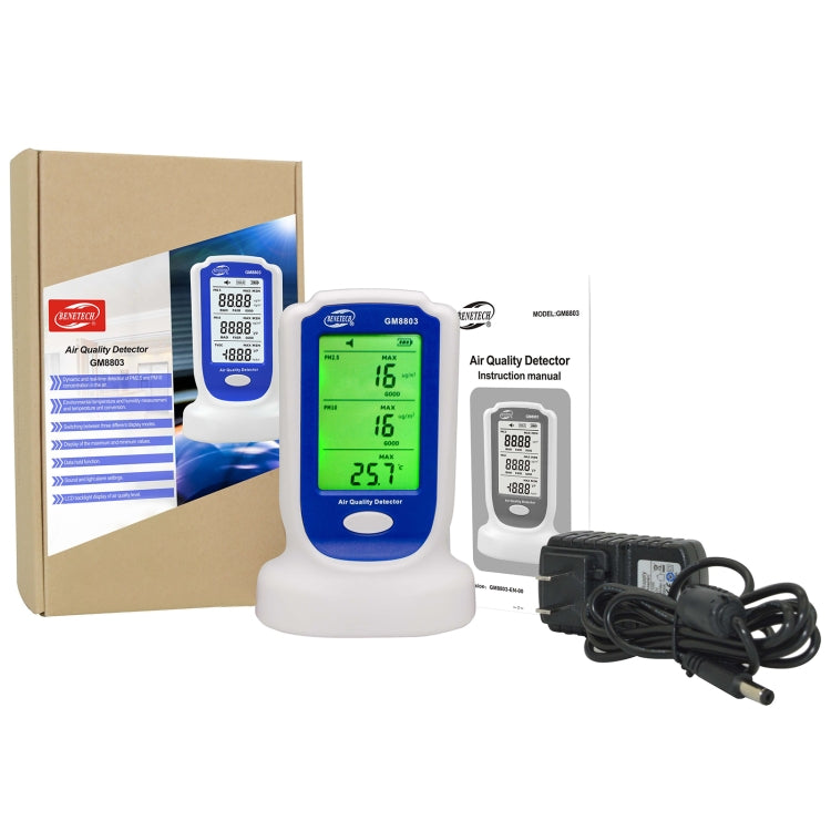 BENETECH GM8803 Detector de calidad del aire interior del hogar Probador de smog PM2.5 PM10 Analizadores de gas