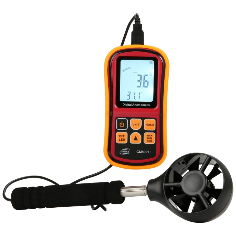 BENETECH GM8901 + anemómetro de alta precisión medidor de velocidad del viento medida de temperatura pantalla LCD Digital herramienta de medición, GM8901+