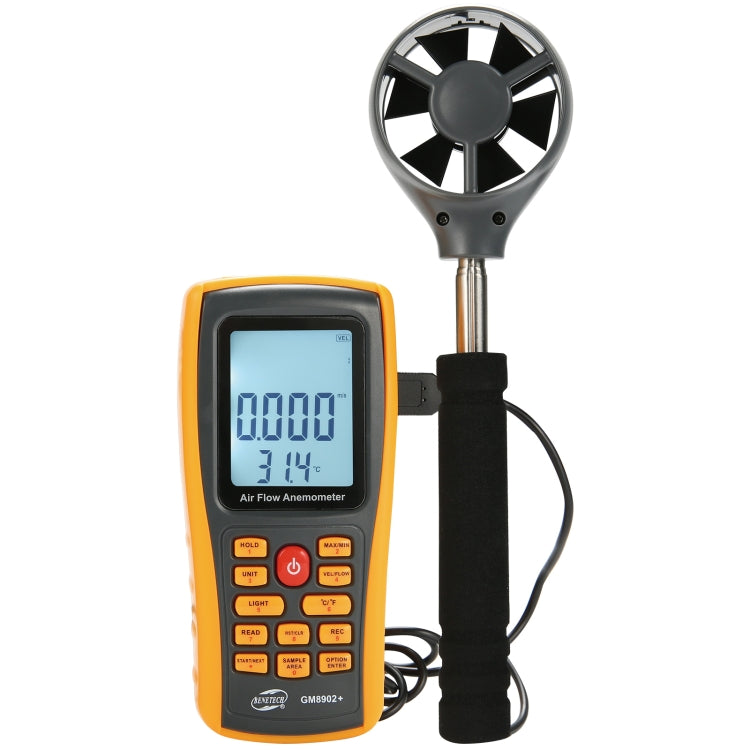 BENETECH GM8902+ Pantalla LCD Anemómetro digital Medidor de escala de velocidad del viento de flujo de aire, GM8902+
