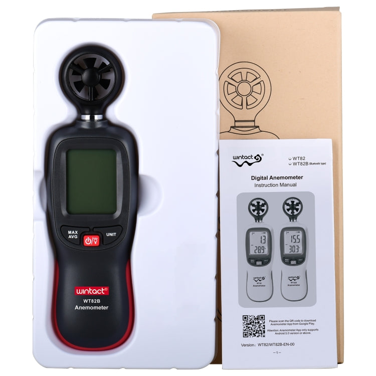 Wintact WT82B Anemómetro de viento Bluetooth Registrador de datos Medidor de velocidad del aire