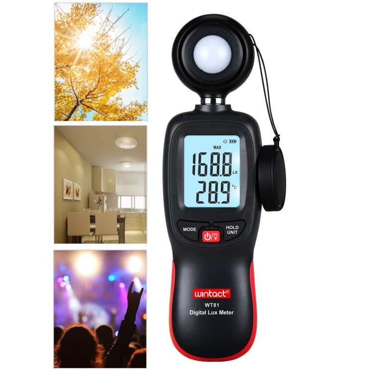 Medidor de lux de luz digital Wintact WT81 para fábrica/escuela/casa en diversas ocasiones, rango: 0-200.000 Lux