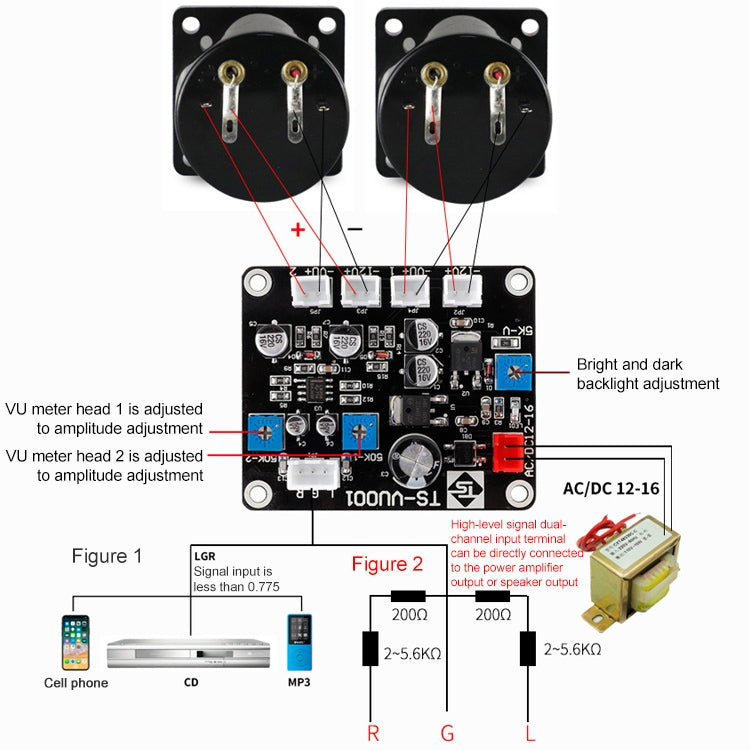 Medidor de VU de TR-35W, amplificador de potencia, mesa DB, medidor de nivel de Audio, medidor de presión de sonido, TR-35W