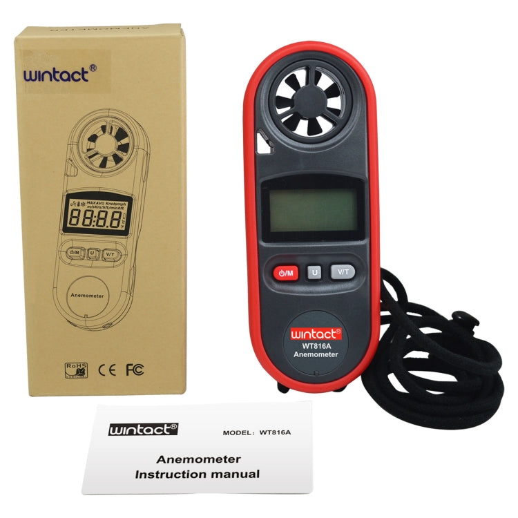 Anemómetro Termómetro Electrónico Digital Wintact WT816A, WT816A