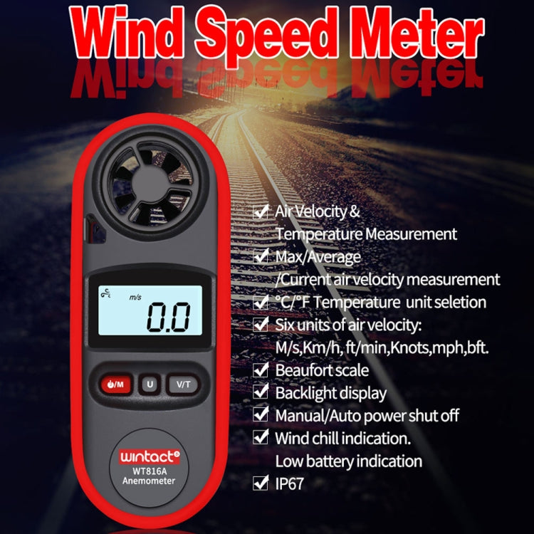 Anemómetro Termómetro Electrónico Digital Wintact WT816A, WT816A